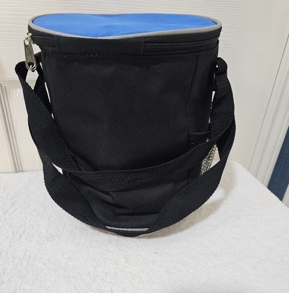 Mini Cooler Bag Adjustable Strap Zippered Closure 9x9 Blue/Black - Picture 4 of 8